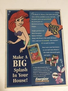 1998 Energizer Bunny Little Mermaid Vintage Print Ad Advertisement pa22 - Picture 1 of 3