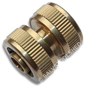 Brass Garden Water Hose Mender Repairer Joiner Extender Fitting (3/4") - Picture 1 of 3