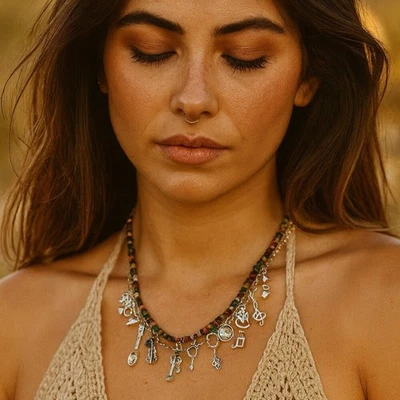 Collar Free People x Ariana Ost Plata Piedras Preciosas Dije Nuevo con Etiquetas - ¡EXCLUSIVO! Foto 1 de 4