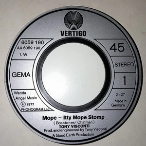 TONY VISCONTI Mope-itty Mope Stomp : Vertigo Records (Germany) 1977 7" : T.Rex - Picture 1 of 2