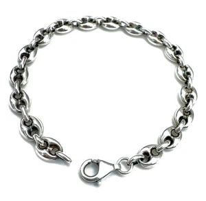 925 Sterling Silver Italian Puffed Mariner Bracelet 7” 7.5” 8” Oxidized Polished - Imagen 1 de 11
