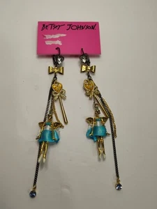 Betsey Johnson "Fairy & Wand" Drop Earrings. - Picture 1 of 7