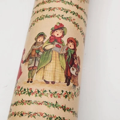 Vintage Kmart Artfaire Christmas Wrapping Paper Singing Carolers Cutter Box NOS - Image 1 of 4