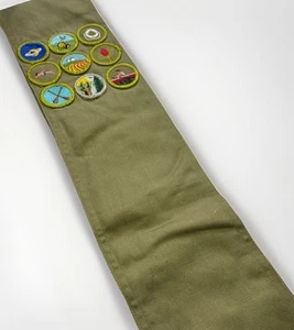 Faja verde oliva BSA con 9 insignias de mérito cosidas 30" de largo MB-228 - Imagen 1 de 7