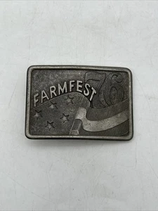 Farmfest 1976 Bicentennial Flag Stars Pewter Belt Buckle Limited Ed Agriculture - Bild 1 von 4