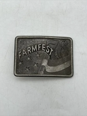 Farmfest 1976 Bandera Bicentenario Estrellas Peltre Cinturón Hebilla Edición Limitada Agricultura Foto 1 de 4