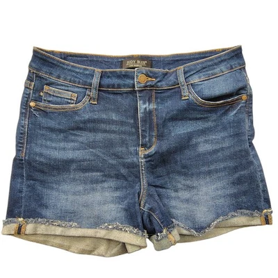 Judy Blue Women's Jean Shorts Cuffed High Rise Mid Thighs Large JB150036 Stretch - Image 1 of 4
