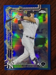 2025 Topps Holiday Jasson Dominguez Blue Chrome Refractor #/199 SP Yankees - Picture 1 of 1
