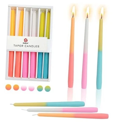 Velas coloridas palitos de vela sin goteo - 6 piezas cónico degradado 6 unidades COLORIDO Foto 1 de 4
