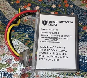 Dispositivo de protección contra sobretensiones AG3000 120/240 VAC 50-60HZ TIPO 1 O 2 VELOCIDADES - Imagen 1 de 3