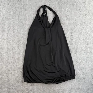 bebe Kleid Damen Medium schwarz Neckholder Wasserfallausschnitt Blasensaum gefüttert Party Cocktail - Bild 1 von 5