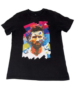 Adidas Messi Soccer Graphic Tee Boy’s Large #HC1678 Black Crewneck Lionel - Picture 1 of 8