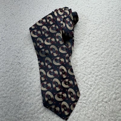 Polo Ralph Lauren Gravata Masculina Clássica Seda Azul Marinho Ouro Borgonha Padrão Geométrico EUA - Imagem 1 de 4