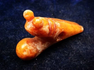 Alter Nephrit Jade Stein geschnitzt Skulptur HongShan Kultur große Augen Käfer #10092503 - Bild 1 von 5