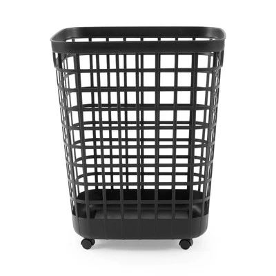 Mainstays 2.6 Bushel Rolling Hamper Black - Image 1 of 4