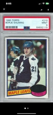 1980 Topps #210 Borje Salming Toronto Maple Leafs HOF Hockey Card PSA 9 MINT - Image 1 of 2