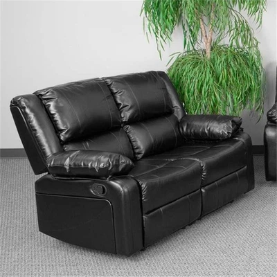 Sofá loveseat reclinable tapizado suave de cuero Harmony Flash Furniture en negro Foto 1 de 4