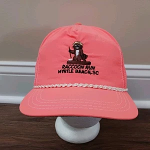 Gorra de golf vintage Raccoon Run con tirantes naranja neón Myrtle Beach SC - Imagen 1 de 7