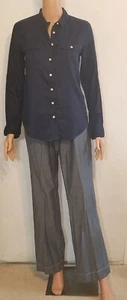 Tommy Hilfiger Stylish Denim Nautical Mid-Rise Wide Leg Casual Pants Size 6 - Picture 1 of 11