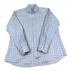 English Laundry Dress Shirt Men's 34/35 Blue Plaid Cotton Long Sleeve Classic - Picture 1 of 9