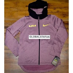 BOYS NIKE LEBRON JAMES THERMA FULL ZIP MAROON BASKETBALL JACKET LARGE 878686-609 - Picture 1 of 12