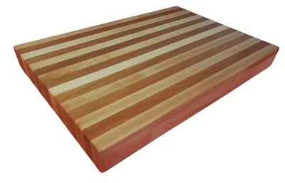 Hand Made Hard Maple & Cherry Edge Grain Cutting Block 18" X 12" X 1.75" - Image 1 of 4
