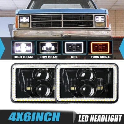 Faros LED rectangulares 2 piezas 4x6" DRL alto/bajo para camioneta Dodge Dakota 1987-1993 Foto 1 de 4