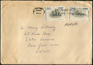 Chile Santiago Correo Aéreo Cubierta a Nueva York EE. UU. 2000e Franqueo 1975 América Latina - Imagen 1 de 1