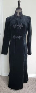 Vintage JS Signature Small Black Velour Evening Coat Full Length Maxi Jacket - Picture 1 of 9