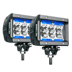 MICTUNING 2Pcs LED Pods 4"Inch 18W Off Road Flood LED Work Lights IceBlue Lamp - Picture 1 of 7