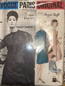 Traje Jacques Griffe 1209 Talla 12 Años 60 Vintage Patrón Costura VOGUE PARIS ORIGINAL - Imagen 1 de 7
