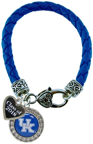 Custom Kentucky Wildcats Blue Leather Bracelet Class of 2017-2025 Graduation UK Cover