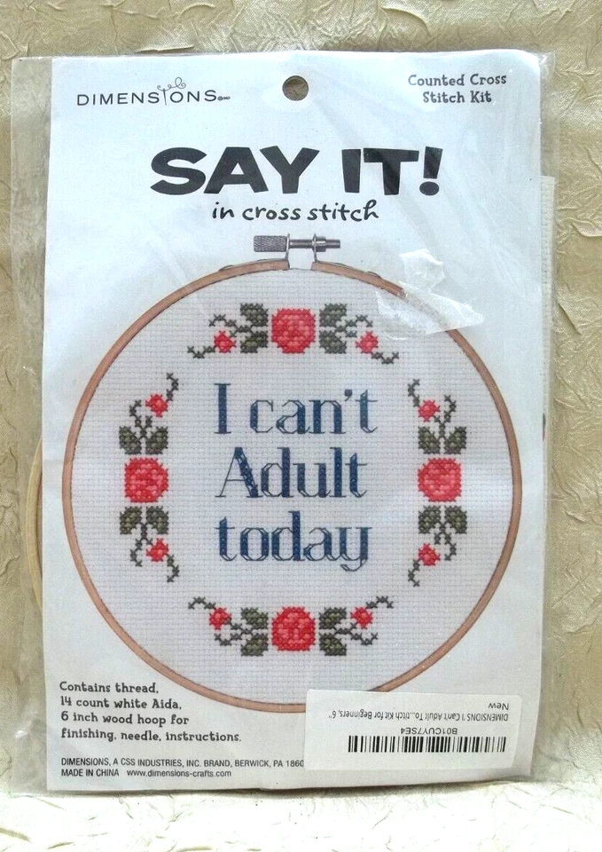 Dimensions 7074629 I Cant Adult Today Say It Counted Cross Stitch Kit BX C6