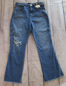 Lee Heritage Hazey Blue Kick Flare High Rise Womens Juniors Jeans Distressed 10M - Picture 1 of 10