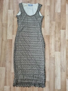 Wallis Size 10 Gold Slim Fit Lace Dress - Picture 1 of 3