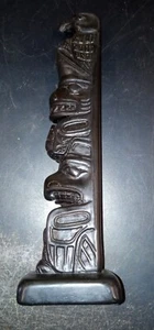 Vintage PHILIP THORNBURG Canada Carved Native Totem Pole Wall Statue 8” Tall - Picture 1 of 4