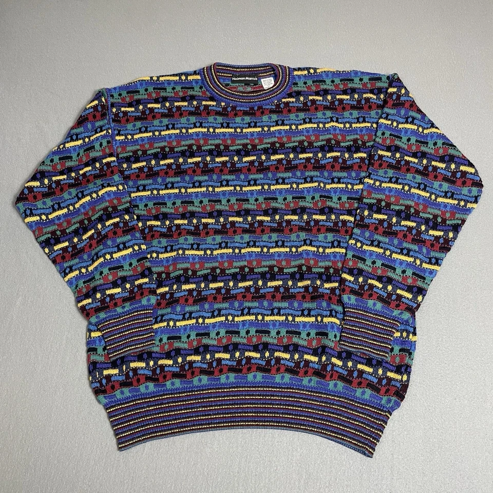 Neiman Marcus Sweater Mens XL Geometric Crewneck Pullover Party Holiday Italy - Image 1 of 4