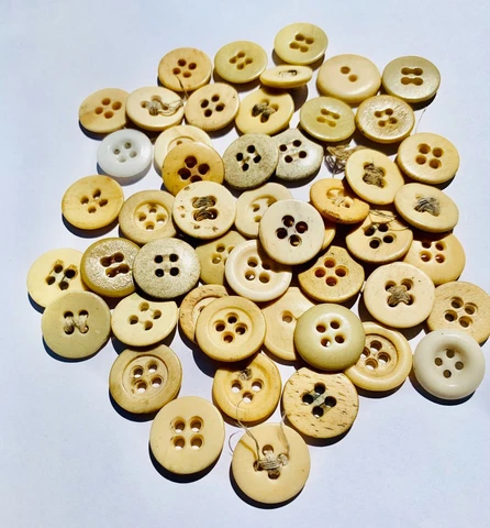 50 Antique VTG 1800s 4-Hole Lot China  Bone Underwear Buttons Civil War Era CW21 Cover