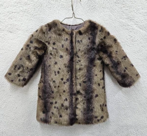 Crewcuts Outerwear Girls 4-5 Brown Animal Print Modacrylic Blend Long Sleeve Fit - Picture 1 of 19