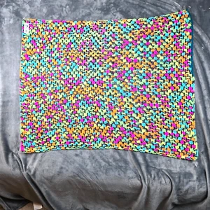 Hand-Crochet Multi-colored Square Baby Blanket Afghan - Picture 1 of 4
