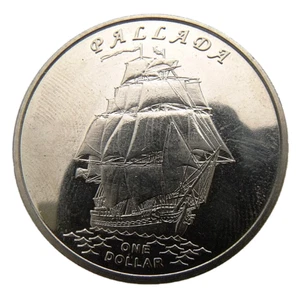 GILBERT ISLANDS KIRIBATI 1 DOLLAR 2014 SAILING SHIP PALLADA VESSEL UNC 35 mm - Picture 1 of 2