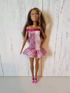 Barbie Fashionistas African American Doll Brunette Pink Dress - Picture 1 of 15