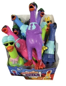 12  Happy Farm 9” RUBBER CHICKEN SQUEAK Screaming Sound Squeeze Dog Toy Novelty - Picture 1 of 3