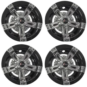 GTW Wheel Covers Set of 4 Golf Cart Only 10" Maverick Chrome and Black - Picture 1 of 4