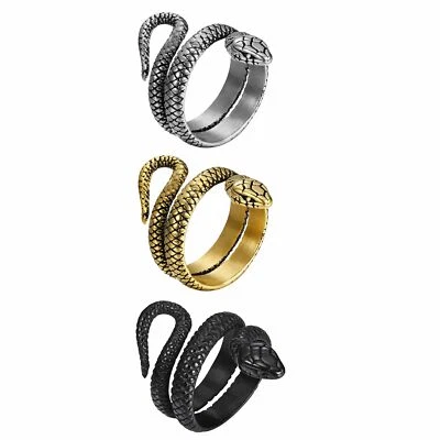 Unisex Stainless Steel Snake Stye Cocktail Party Statement Biker Ring Band #6-13 - Image 1 of 4