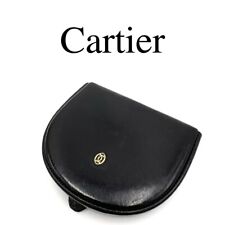 Cartier Pasha coin case black Leather Used
