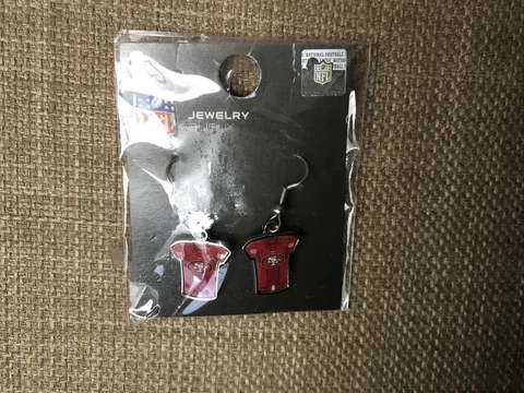 NFL San Francisco 49ers Jersey Dangle Earrings Wincraft Collection Cover
