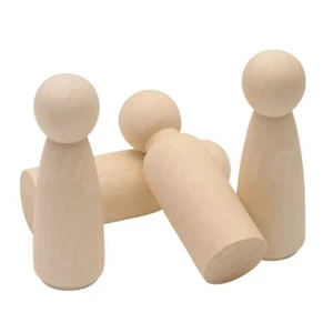 2Pcs Unpained Wood Peg Dolls 90mm Weeding Ornaments Handmade Keepsake DIY Craft - Picture 1 of 11