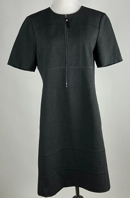 *NWT* LAFAYETTE 148 S/S 'Demi Punto Milano Zip-Up Dress' - M, Smoke - Image 1 of 4