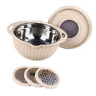 4 In 1 Colander With Mixing Bowl Set Stainless Steel Rotatable Food Strainers